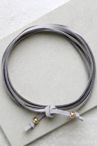 Lulus Staying Power Grey Wrap Necklace