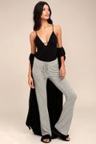 Lulus More Life Heather Grey Flare Pants