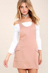 Lulus Old Fashioned Blush Pink Pinafore Dress