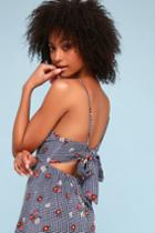 Bloom Checka Bloom Blue And White Gingham Floral Print Dress | Lulus