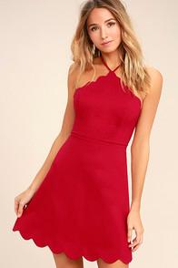 Lush Your Everything Red Backless Skater Dress