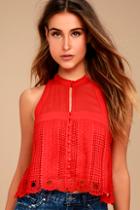 Free People Rory Red Crochet Crop Top