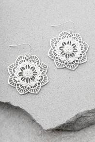 Lulus Morning Blossom Silver Earrings