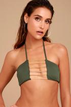Blue Life Bamboo Olive Green Bikini Top