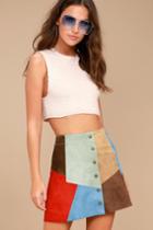 White Crow Rosarito Multi Suede Leather Mini Skirt | Lulus