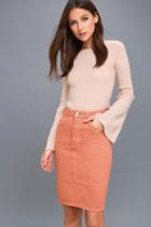 Obey Gibson Blush Pink Denim Midi Skirt | Lulus
