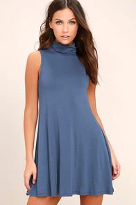 Lulus Carpe Diem Denim Blue Swing Dress
