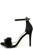 Lulus Valentina Black Feather Ankle Strap Heels