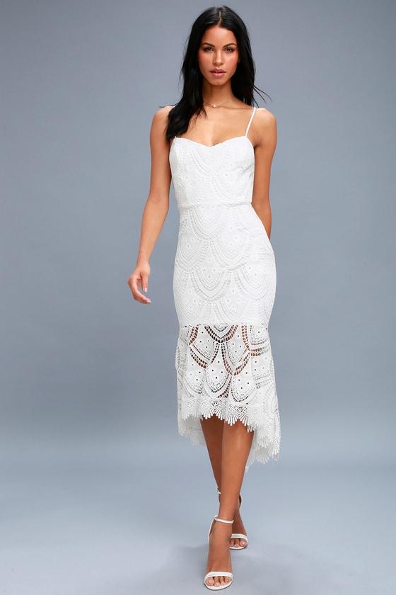 Pure Passion White Lace Bodycon Midi Dress | Lulus