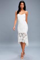 Pure Passion White Lace Bodycon Midi Dress | Lulus