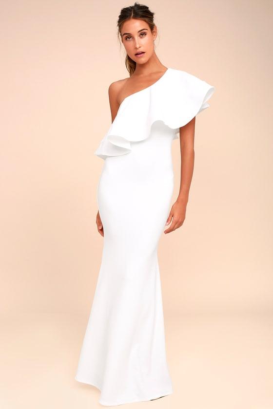 So Amazed White One-shoulder Maxi Dress | Lulus