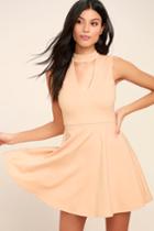 Lulus | Loving You Is Easy Blush Pink Skater Dress | Size Small | 100% Polyester