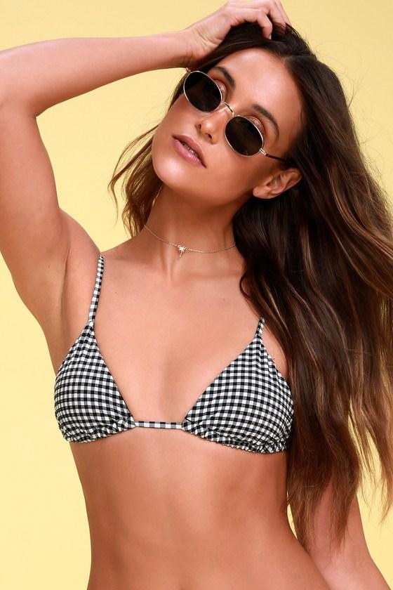 Billabong Surf Check Black And White Gingham Bikini Top | Lulus