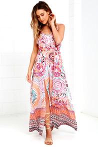 Lulus Dawning Light Orange Print Maxi Dress