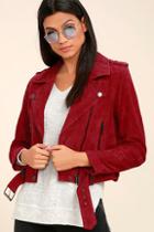 Blank Nyc Backhanded Red Suede Leather Moto Jacket