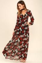 Parade Of Poppies Black And Red Floral Print Maxi Dress | Lulus