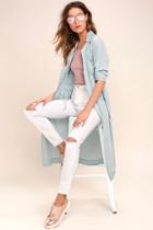 Lulus Highways And Byways Light Blue Chambray Jacket