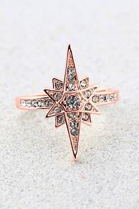 Shashi Hannah Rose Gold Rhinestone Ring