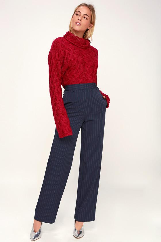 Step Up Navy Blue Striped Wide-leg Pants | Lulus