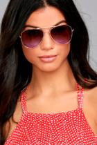 Lulus Afternoon Attraction Gold And Purple Aviator Sunglasses