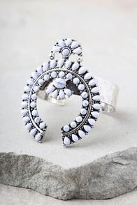 Lulus Ceremonial Silver And White Cuff Bracelet