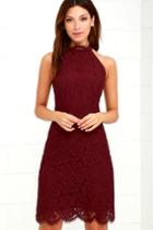 Bb Dakota | Cara Burgundy Lace Dress | Size 8 | Red | 100% Polyester | Lulus