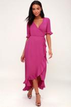 Wild Winds Magenta High-low Wrap Dress | Lulus