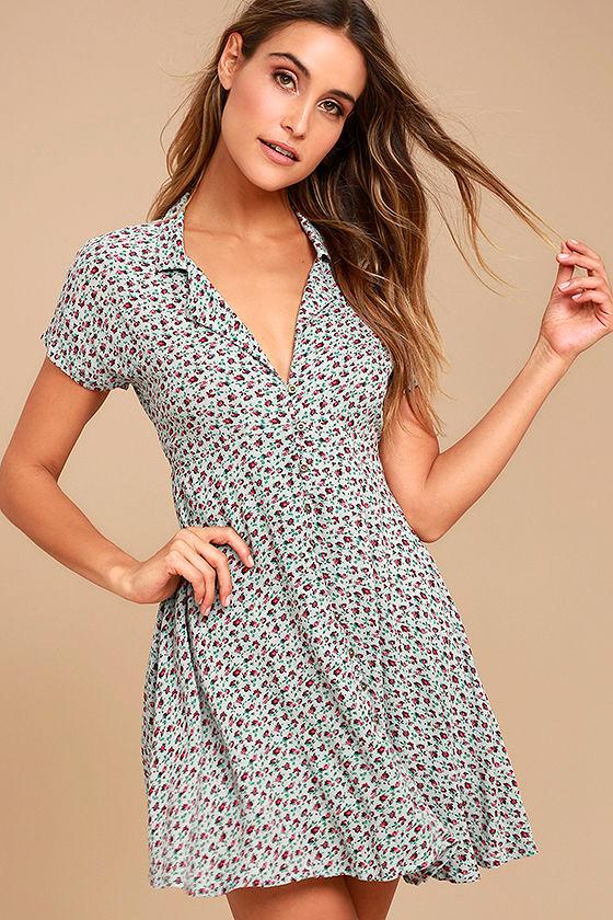 Just Like Honey Light Blue Floral Print Skater Dress | Lulus