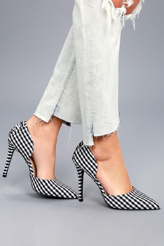 Qupid Alessa Black And White Gingham D'orsay Pumps | Lulus