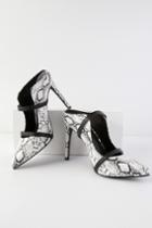 Farryn Snake And Black Pointed Toe High Heel Mules | Lulus