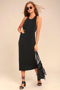 Lulus On The Veranda Washed Black Midi Dress