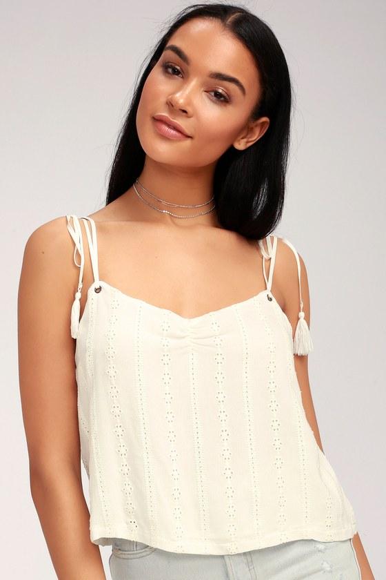 Lush Morning Love Cream Embroidered Crop Top | Lulus