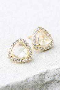 Lulus In The Sky Gold Rhinestone Earrings