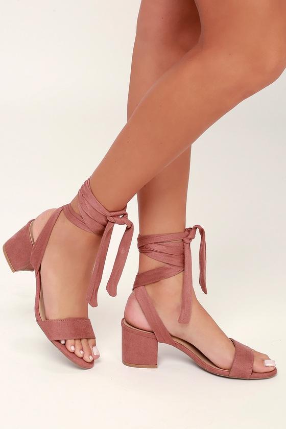 Wild Diva Trinidad Dusty Rose Suede Lace-up Heels | Lulus