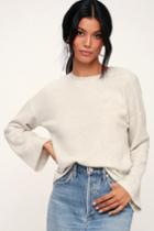 Project Social T Darling Heather Grey Bell Sleeve Sweater Top | Lulus