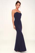 Stand In The Spotlight Navy Blue Strapless Maxi Dress | Lulus