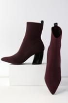 Qupid Nai Wine Red And Black Striped Knit Mid-calf High Heel Boots | Lulus