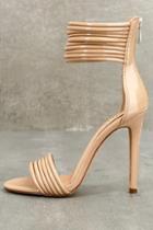 Liliana Hudson Nude Patent Ankle Strap Heels