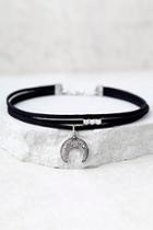 Lulus Forever Grateful Silver And Black Layered Choker Necklace