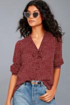On The Spot Burgundy Polka Dot Button-up Top | Lulus