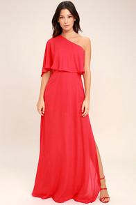 Lulus Angelic Way Red One-shoulder Maxi Dress