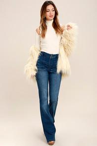 Dance & Marvel Make You Happy Medium Wash High Waisted Flare Jeans