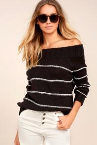 Billabong Snuggle Down Washed Black Striped Sweater