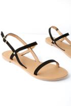 Rika Black Nubuck Flat Sandal Heels | Lulus