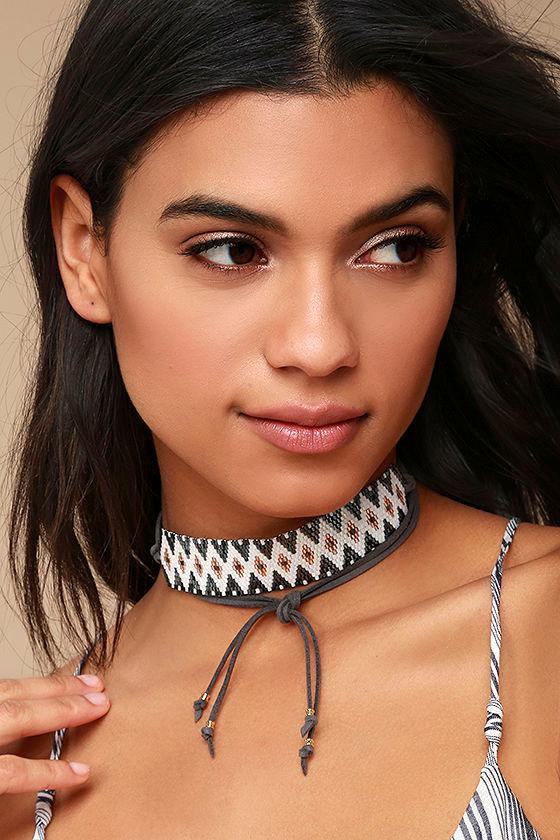 Ettika | Tribal Dancer Grey Beaded Choker Necklace | Vegan Friendly | Lulus