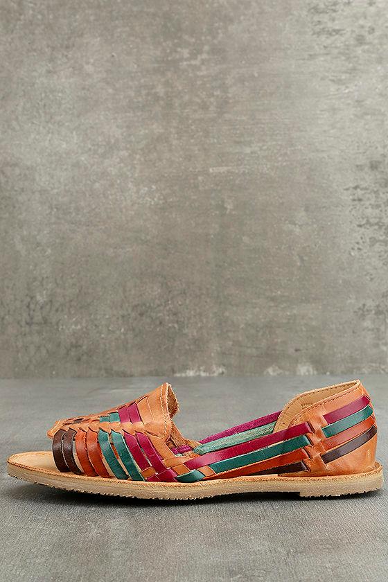Sbicca | Jared Multi Leather Huarache Flats | Size 9 | Brown | Lulus