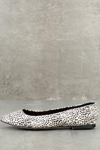 Mia Kandace White And Black Dot Suede Pointed Flats