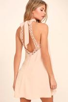 Lulus Any Sway, Shape, Or Form Blush Pink Lace Halter Dress