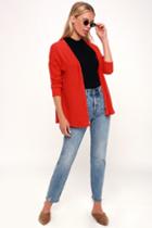 Lulus Basics Janice Red Knit Button-up Sweater Top | Lulus