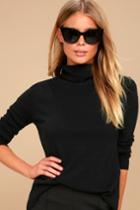 Lulus | Ottawa Black Turtleneck Sweater Top | Size Large